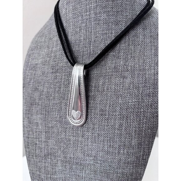 Up-cycled Silverware Necklace pendant etched heart handmade jewelry - Picture 1 of 7